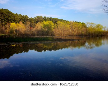 Just Before Sunset At Lake Johnson Park In Raleigh North Carolina, Triangle Area, Wake County.