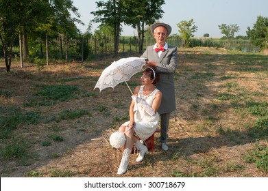 Just married couple on the meadow - Powered by Shutterstock