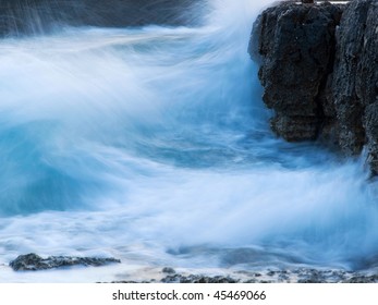 Just A Moment Before The Collision Of A Wave With Rocks...