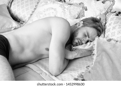 Just One More Minute In Bed. Sleeping Man In Morning. He Needs More Sleep. Handsome Man Having Sleep In Bedroom. Sexy Man Sleeping In Bed At Home. Morning Time. Morning His Sleep Is So Sweet.