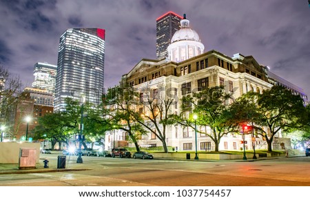 Justice Center in Houston at Night - Houston, Texas, USA
