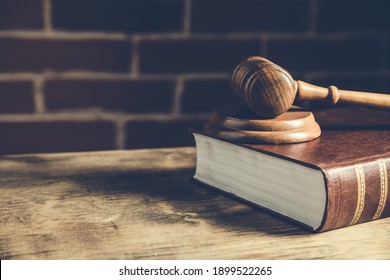 Justice And Law Concept. Judges Gavel And Law Book On The Table