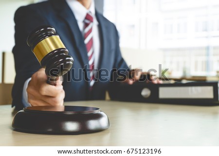 Justice and Law concept. lawyer working at courtroom, selective focus