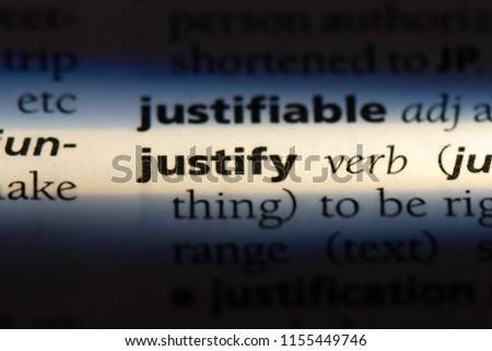 justify word in a dictionary. justify concept.