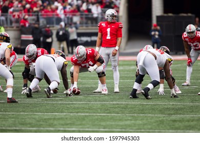 Justin Fields #1 - NCAA Division 1 Football University Of Maryland Terrapins  Vs. Ohio State Buckeyes On November 11th 2019 At The Ohio State Stadium In Columbus, Ohio USA