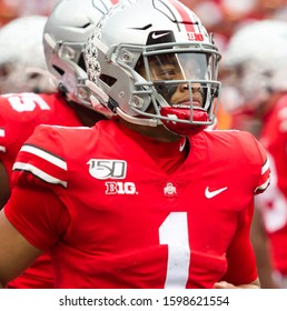 Justin Fields #1 - NCAA Division 1 Football University Of Maryland Terrapins  Vs. Ohio State Buckeyes On November 11th 2019 At The Ohio State Stadium In Columbus, Ohio USA