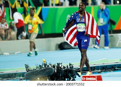 Justin Gatlin Sprinter At Rio 2016 Olympic Games. USA Team Athlete Wins Silver Medal 100m Sprint Race, Track And Field - Rio De Janeiro, Brazil 08.15.2016