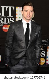 Justin Timberlake arrives for the Brit Awards 2013 at the O2 Arena, Greenwich, London. 20/02/2013 Picture by: Steve Vas