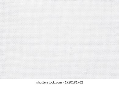 Jute Hessian Sackcloth Canvas Woven Texture Pattern Background In Light White Color Blank Empty.