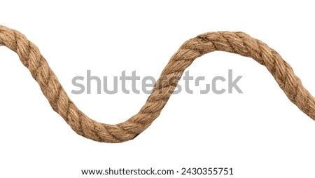 Jute rope with a knot or loop on a white background. Jute