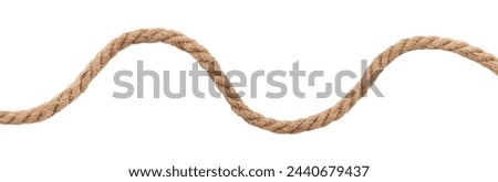 Jute rope with a knot or loop on a white background. Jute