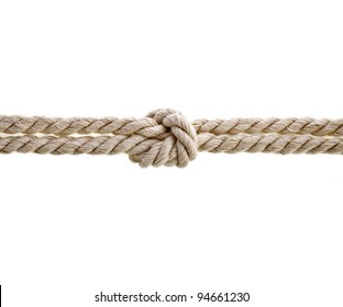 Jute Rope With Knot On White Background