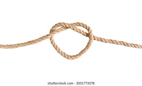 A Jute Rope Tied In The Shape Of A Heart. A Symbol Of Connection, Love, A Bond. The Concept Of A Strong Relationship. A Heart-shaped Knot.