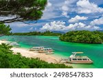 Kabira Bay, Ishigaki, Okinawa, Japan. The bay forms part of the Iriomote-Ishigaki National Park.