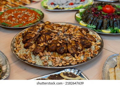 Kabsa Or Makbus Or Mandi With Chicken Meat. Close Up.