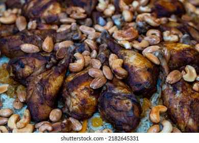 Kabsa Or Makbus Or Mandi.with Chicken Meat.close Up.