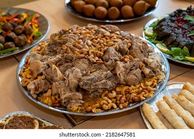 Kabsa Or Makbus Or Mandi.with Lamb Or Beef Meat.close Up.