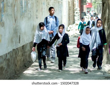 Kabul Afghanistan On September 12, 2019: Group Of Student Were Going Back From The School