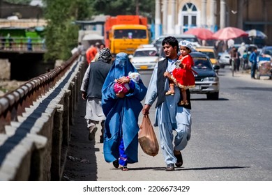 Kabul, Afghanistan - Yune 8, 2011: Afghan People In Kabul, Natives Of Afghanistan On Streets Of The City