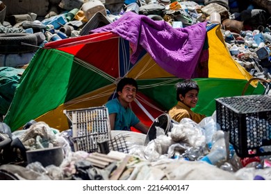 Kabul, Afghanistan - Yune 8, 2011: Afghan People Landfill And Waste Sorting In Kabul, Natives Of Afghanistan