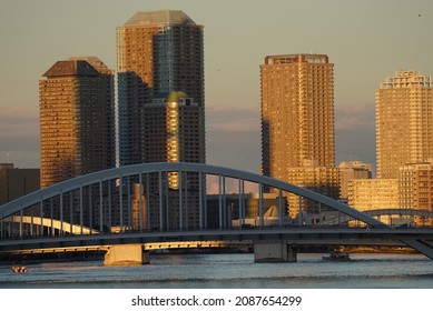 Kachidoki Bridge Taken From Takeshiba Passenger Ship Terminal In Tokyo