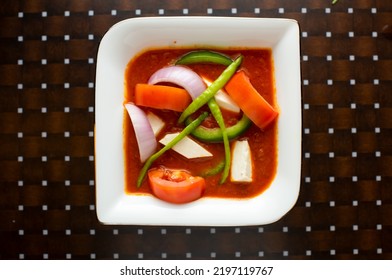 Kadhai Paneer Masala Served In A Dish Isolated On Table Background Top View Of Bangladesh Food