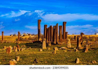 The Kadis Section of the cemetery is the most significant part, where Kadis have the authority to settle legal disputes and enforce Islamic laws. Ahlat, Bitlis, Turkey.