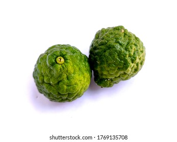 Kaffir Lime or Citrus hystrix on white background - Shutterstock ID 1769135708