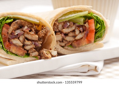 Kafta Shawarma Chicken Pita Wrap Roll Sandwich Traditional Arab Mid East Food