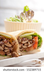 Kafta Shawarma Chicken Pita Wrap Roll Sandwich Traditional Arab Mid East Food