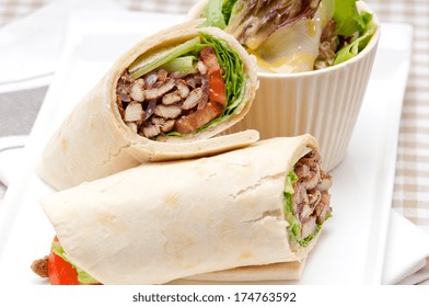 Kafta Shawarma Chicken Pita Wrap Roll Sandwich Traditional Arab Mid East Food