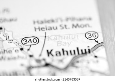 Kahului Bay. Hawaii. USA On A Geography Map