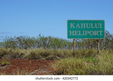 KAHULUI, HI -3 APRIL 2016- Heliport At The Kahului Airport (OGG) On The Island Of Maui In Hawaii Near The Haleakala Volcano.