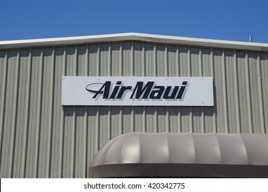 KAHULUI, HI -3 APRIL 2016- Heliport At The Kahului Airport (OGG) On The Island Of Maui In Hawaii Near The Haleakala Volcano.