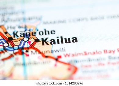 Kailua. Hawaii. USA On A Geography Map