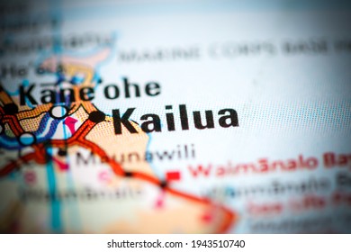 Kailua. Hawaii. USA On A Geography Map