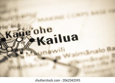 Kailua. Hawaii. USA On A Geography Map