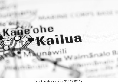 Kailua. Hawaii. USA On A Geography Map