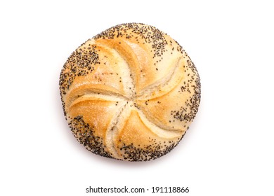 Kaiser Roll With Poppy Seeds Isolated