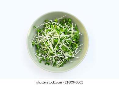 Kaiware (daikon radish sprouts) on white background.