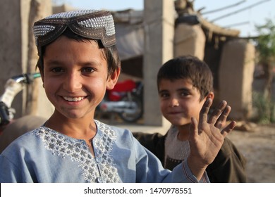 Kajaki, Afghanistan - June 22, 2012: Afghan Children Posing For Their Photo.