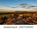 Kakadu National Park, NT, Australia - May 20, 2003: Jagged escarpment and tropical Nadab floodplain at Ubirr in Kakadu National Park, Northern Territory, in far northern Australia.