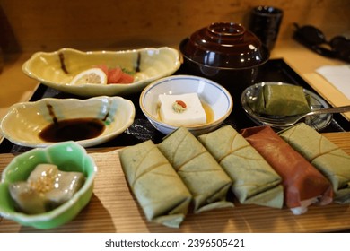 Kakinoha Zushi or Sushi set in Nara, Japan - Shutterstock ID 2396505421