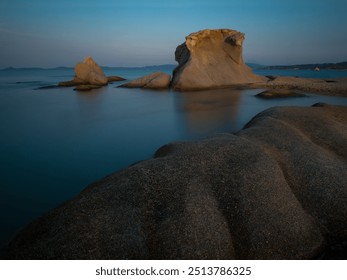 Kakoudia beach Ierissos Greece rock formations long exposure - Powered by Shutterstock