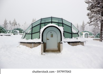 KAKSLAUTTANEN, LAPLAND - January 9th 2016: Glass Igloos At The Kakslauttanen Arctic Resort