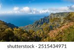 Kalalau Lookout with panoramic view of beautiful Napali Coast at Koke