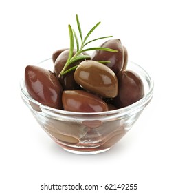 Kalamata Olives In Olive Oil And Herbs In Bowl