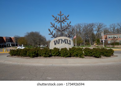 Kalamazoo, Michigan/USA - May 13 2020: Western Michigan University WMU Tree Sign