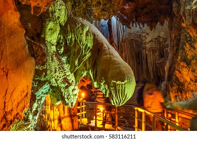 KALAVRYTA - GREECE, SEPT 2016: The Cave Of The Lakes Is Located Near The Village Kastria In The Achaea Regional Unit Near Kalavryta. The Cave Is An Old Subterranean River Consisting Of Three Levels.