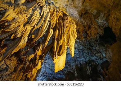 KALAVRYTA - GREECE, SEPT 2016: The Cave Of The Lakes Is Located Near The Village Kastria In The Achaea Regional Unit Near Kalavryta. The Cave Is An Old Subterranean River Consisting Of Three Levels.